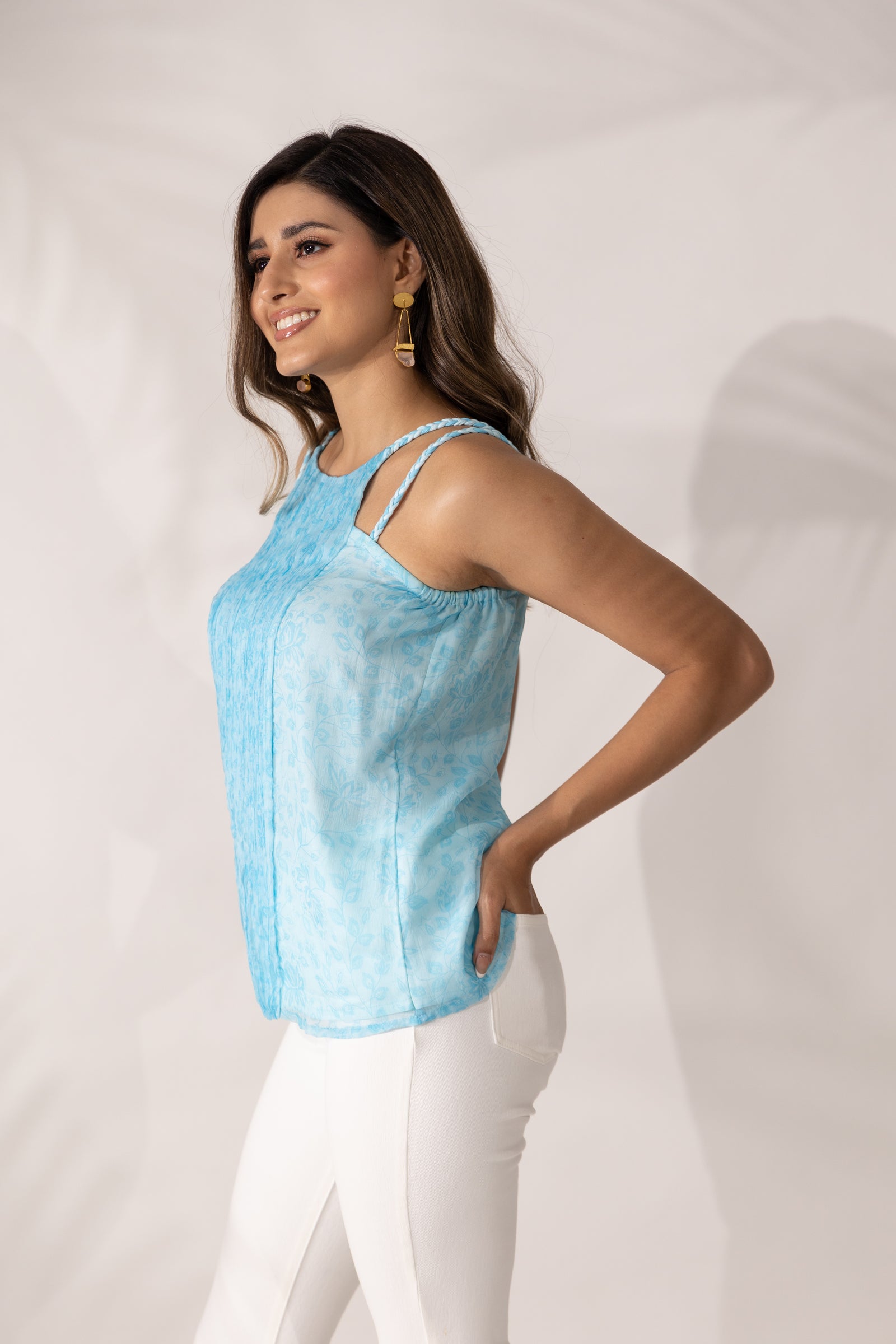 Himalayan Poppy Hand Braided Strappy Top