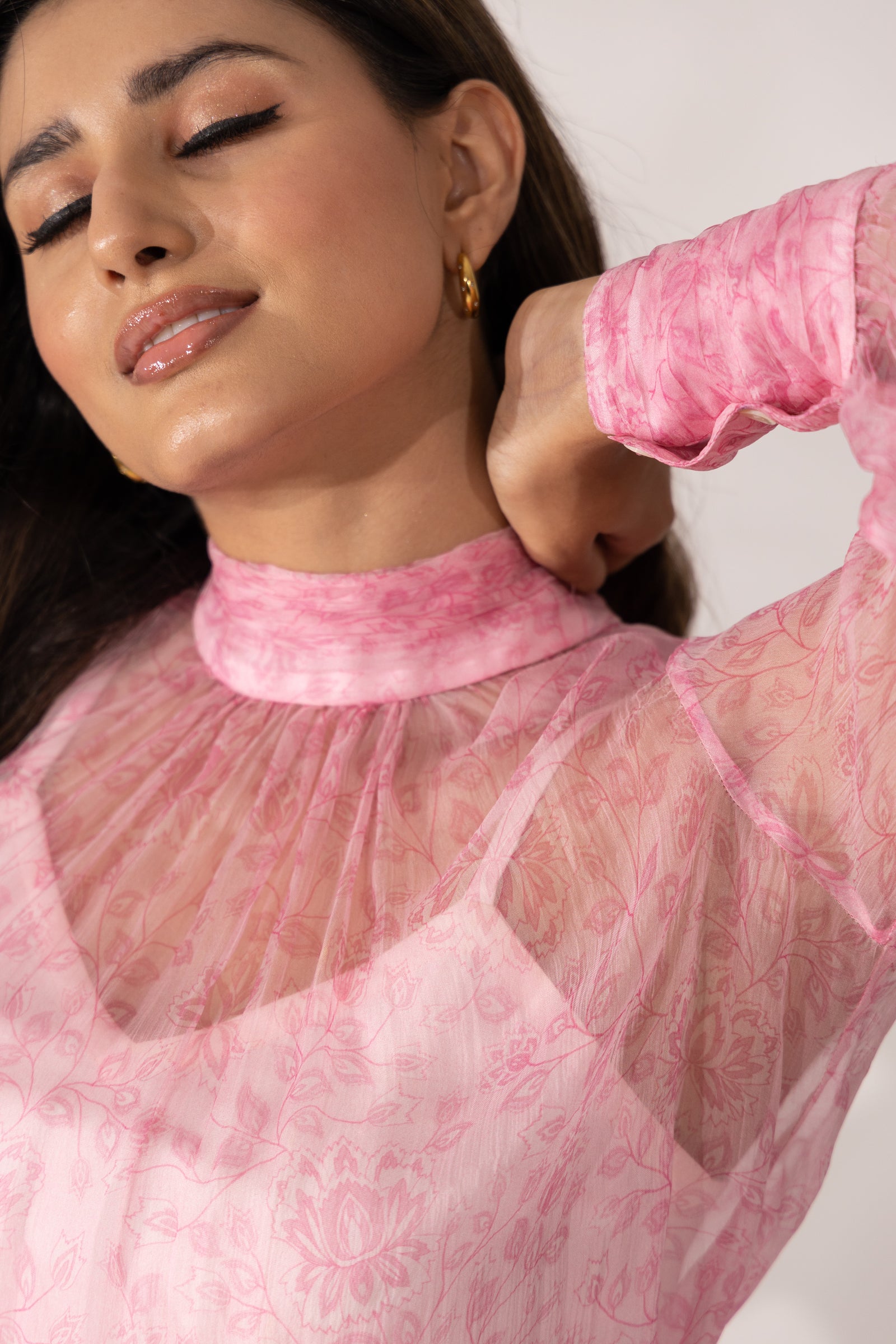 Cherry Blossom High-Neck Top