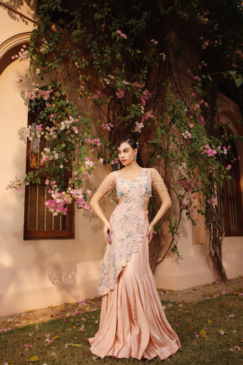 Concept Saree With a Beautiful Blouse and Godets Skirt