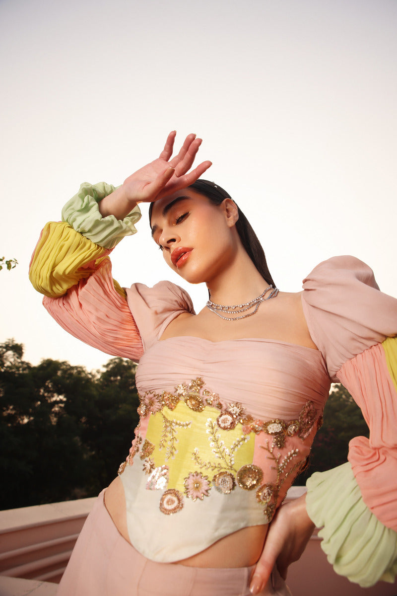 A Multipaneled Shara in Rose Beige