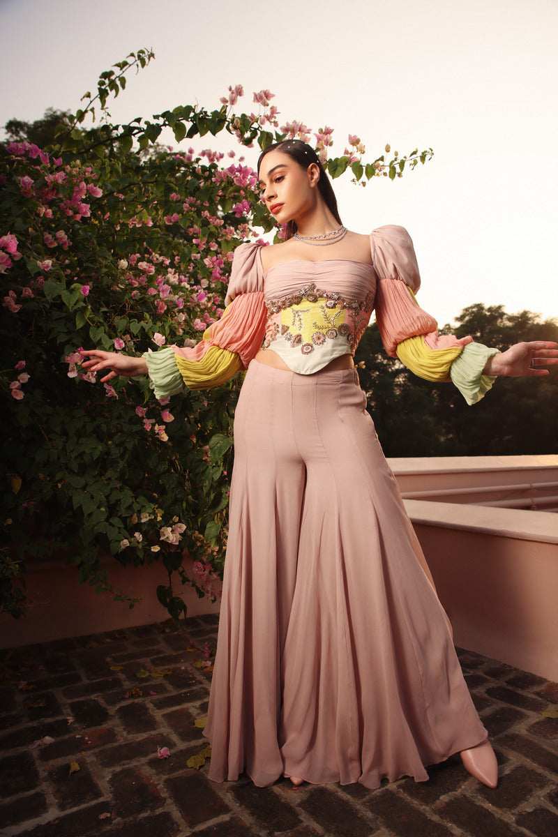 A Multipaneled Shara in Rose Beige