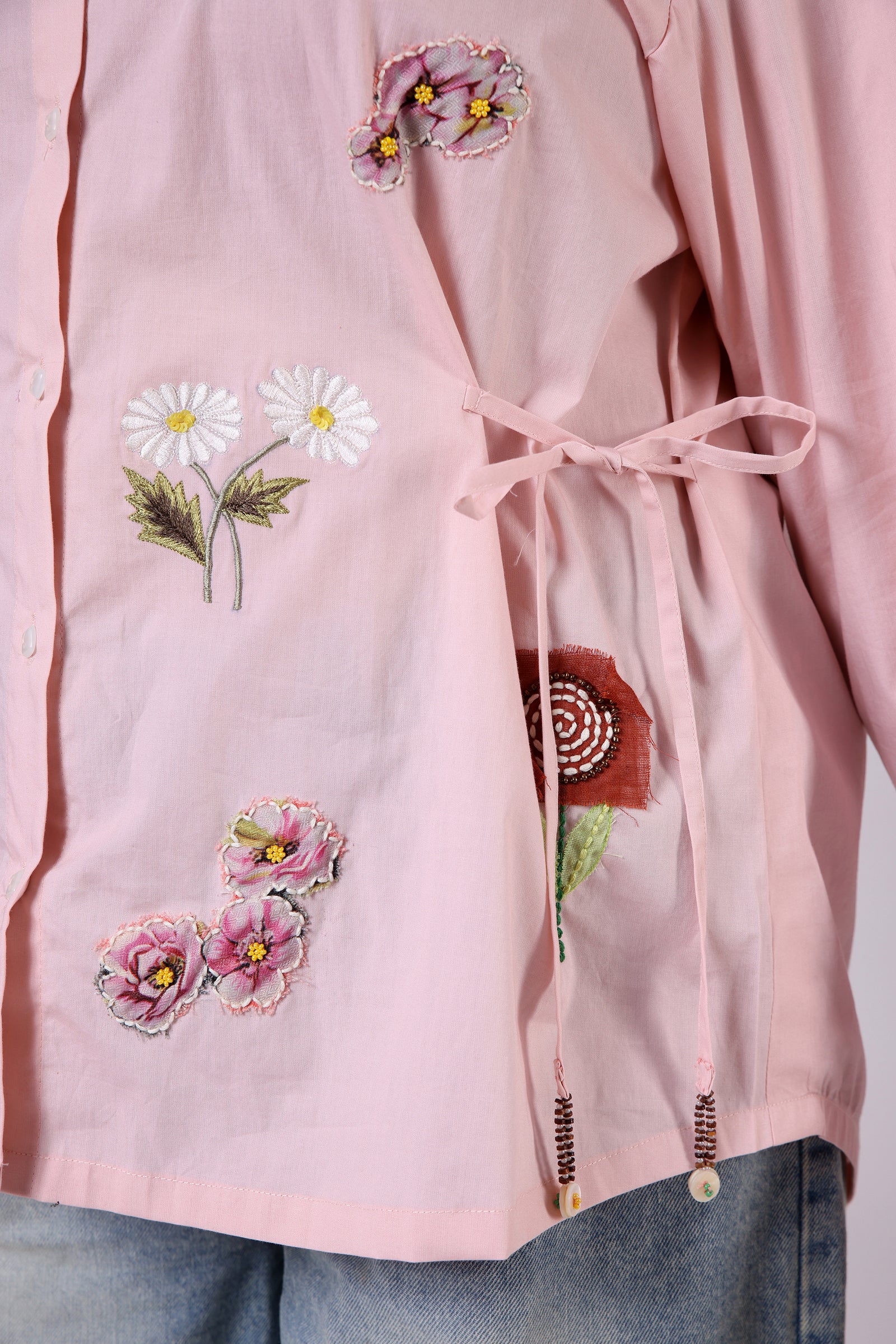 Soft Pink Drop-Shoulder Shirt