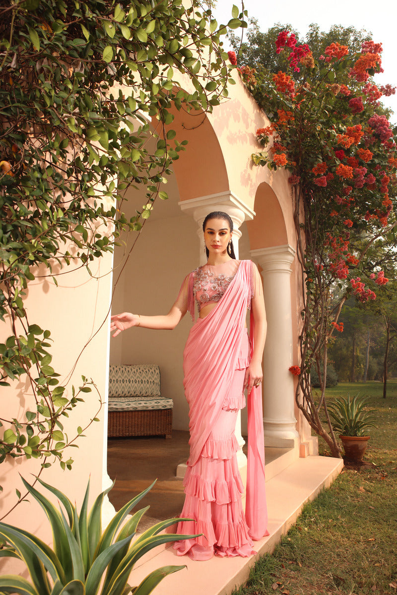 Concept Saree in a Beautiful Cherry Pink Color