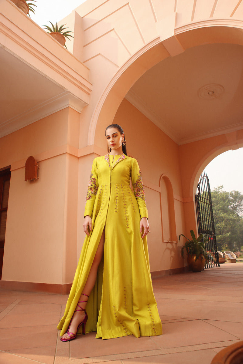 One Piece of Dress in Pop Color Chartreuse Green