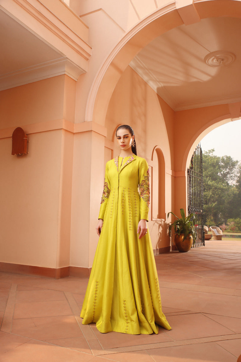 One Piece of Dress in Pop Color Chartreuse Green