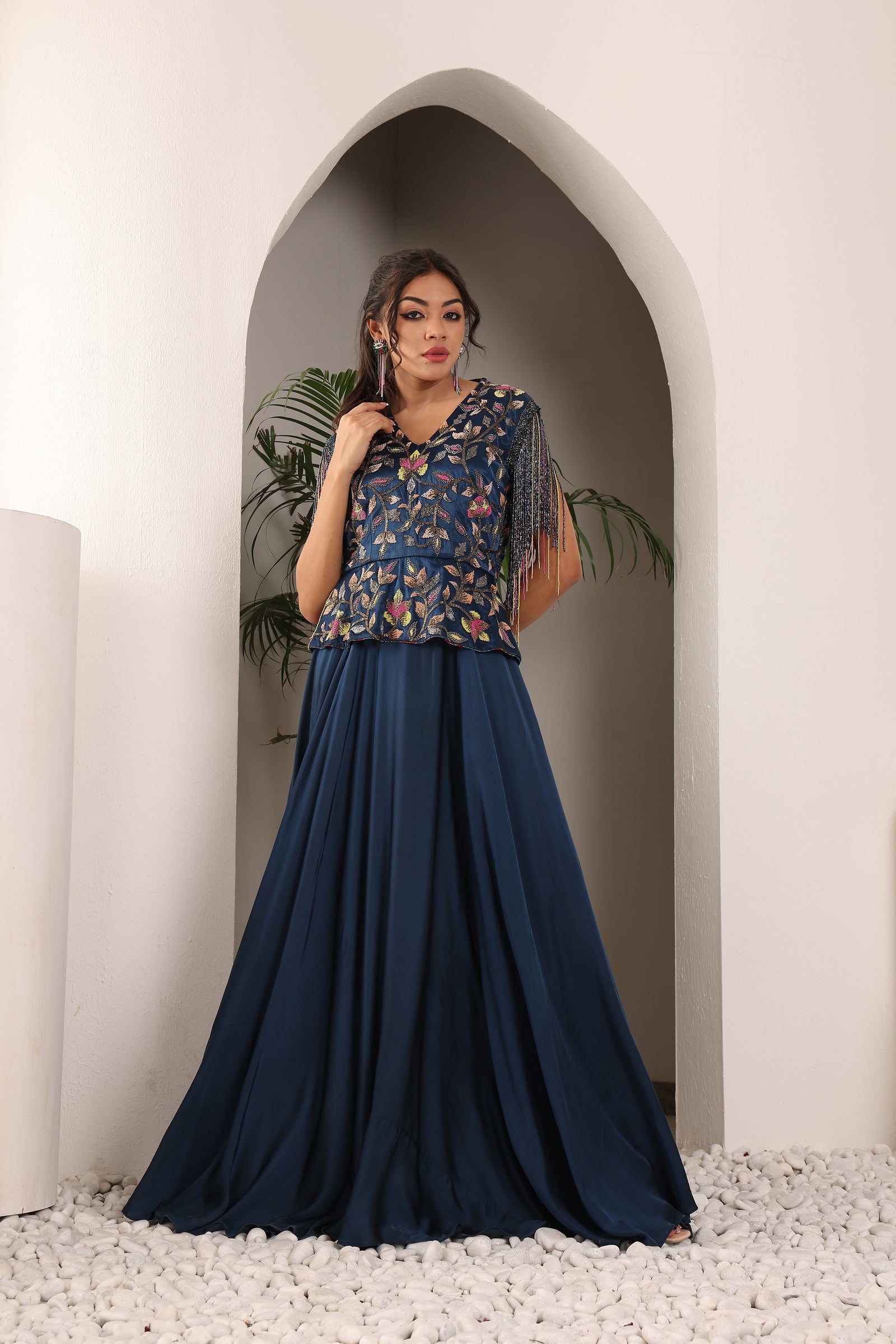 Cobalt Blue embroidered gown