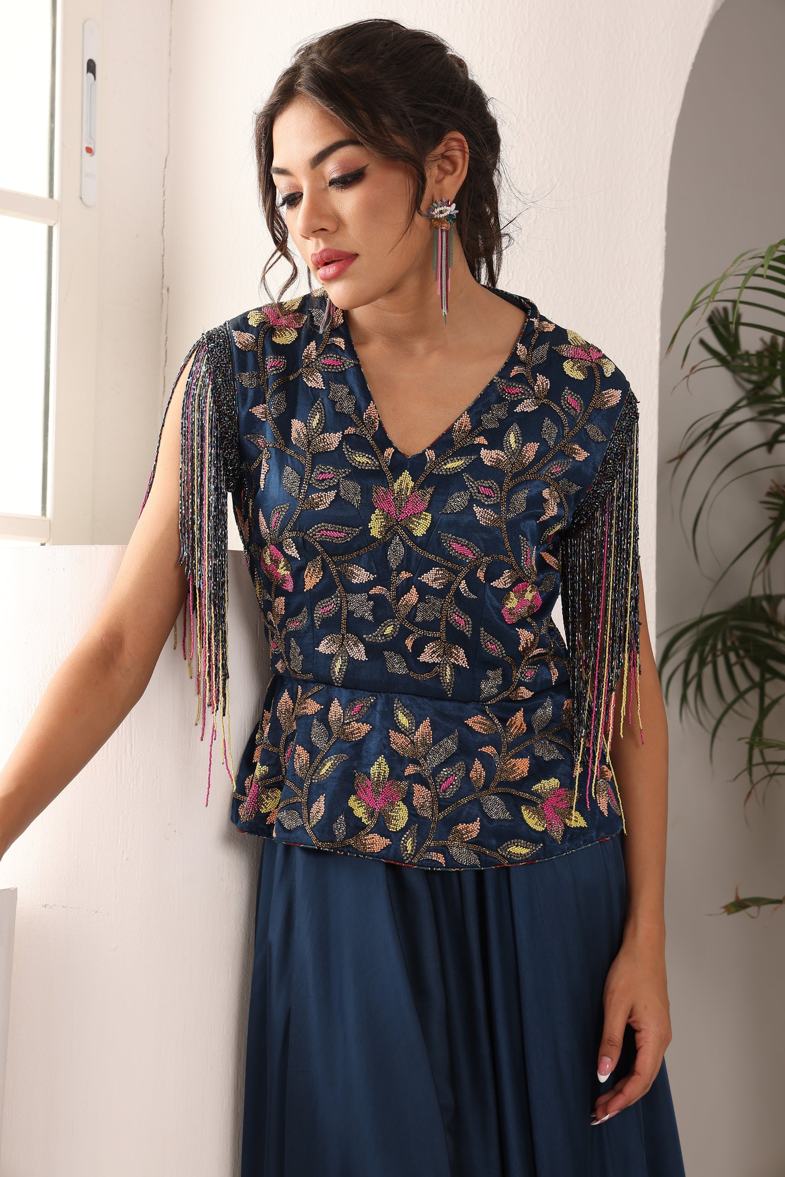 Cobalt Blue embroidered gown