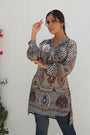 Ash Grey Printed High Low Tunic