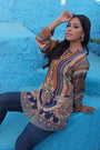 Mustard And Blue Baroque Bloom Printed Tunic