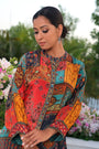 Printed Tunic Has A Mandarin Collar 3/4th Balloon Sleeves Button Closure