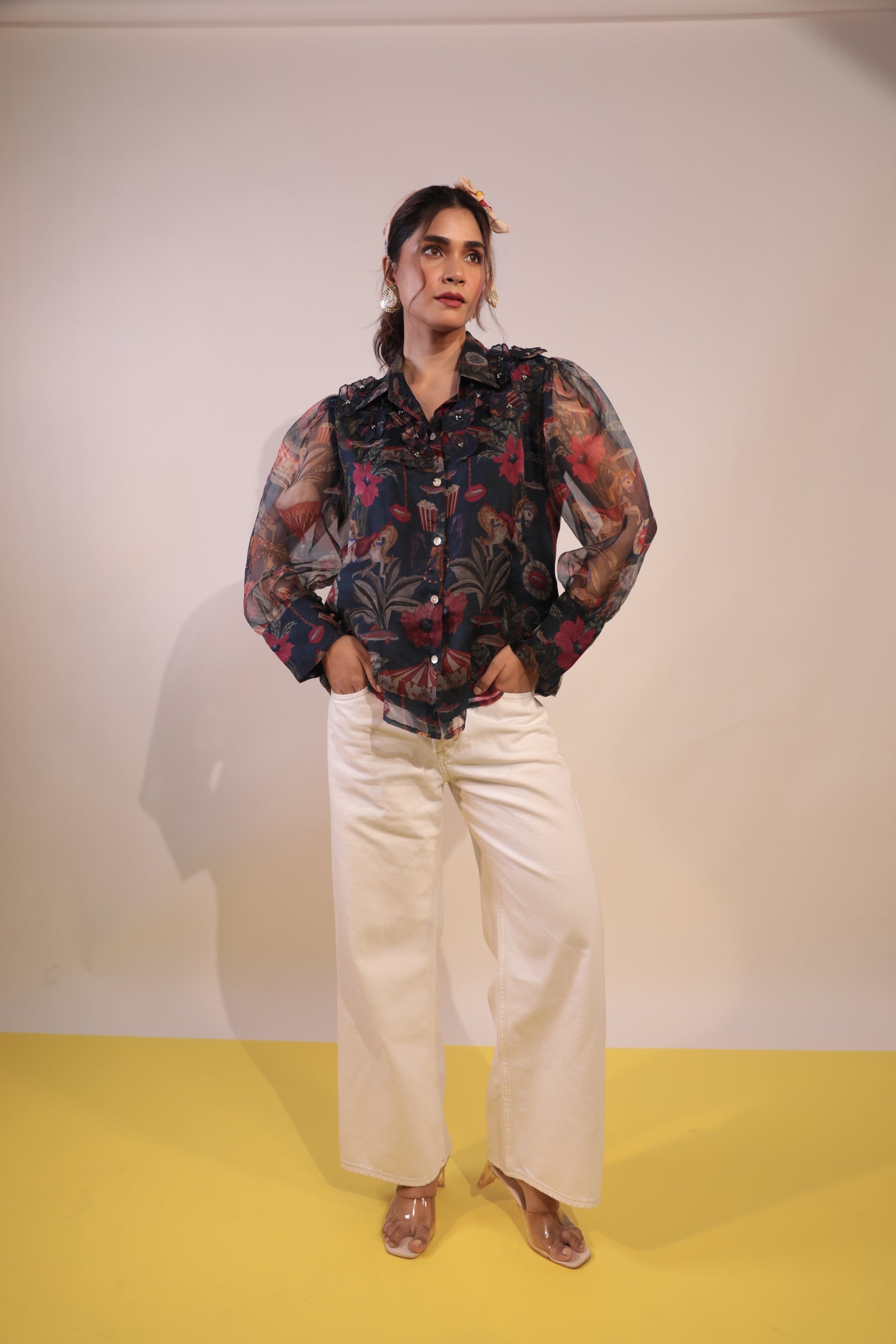 Blue carnival organza shirt