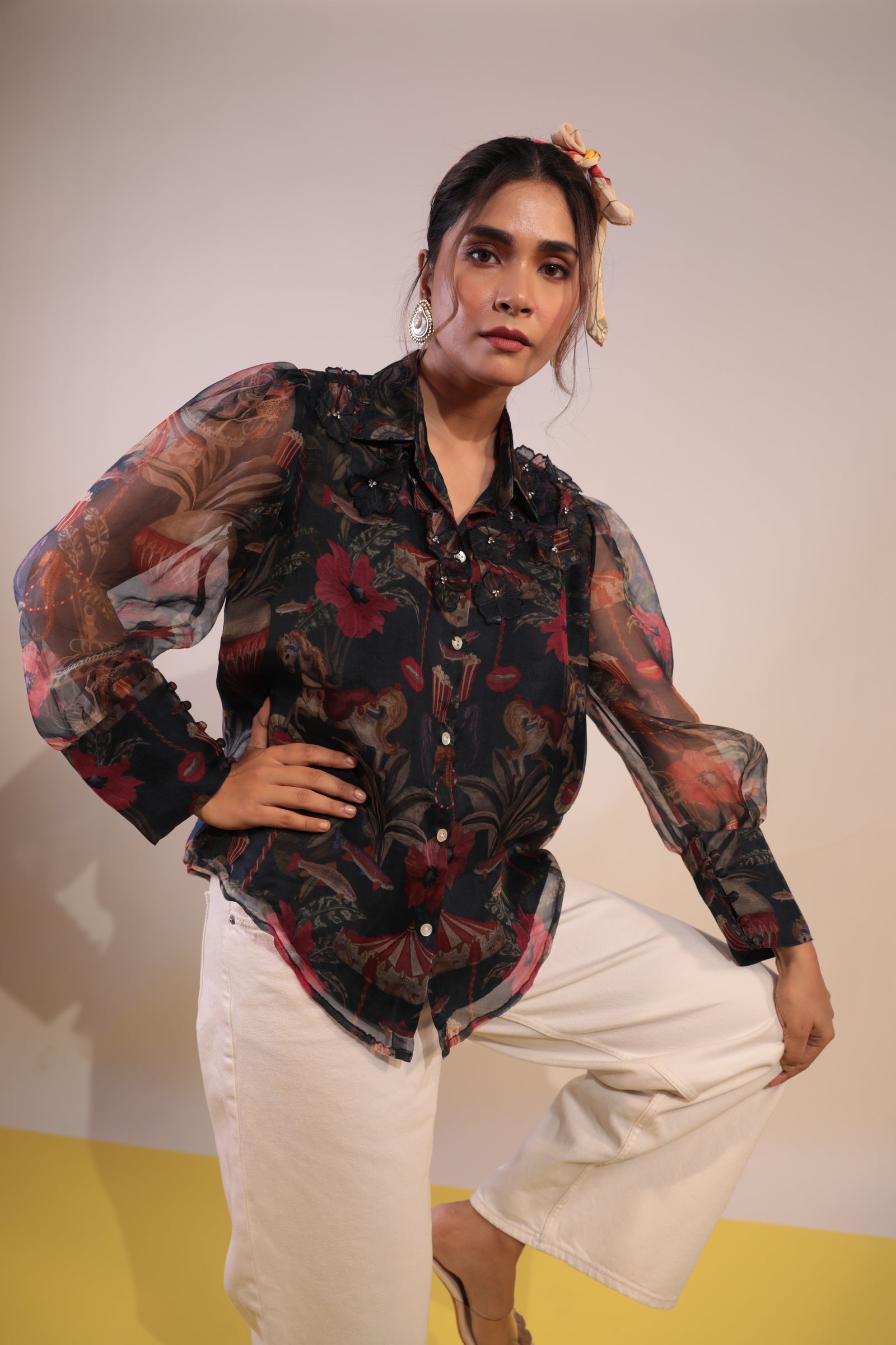 Blue carnival organza shirt