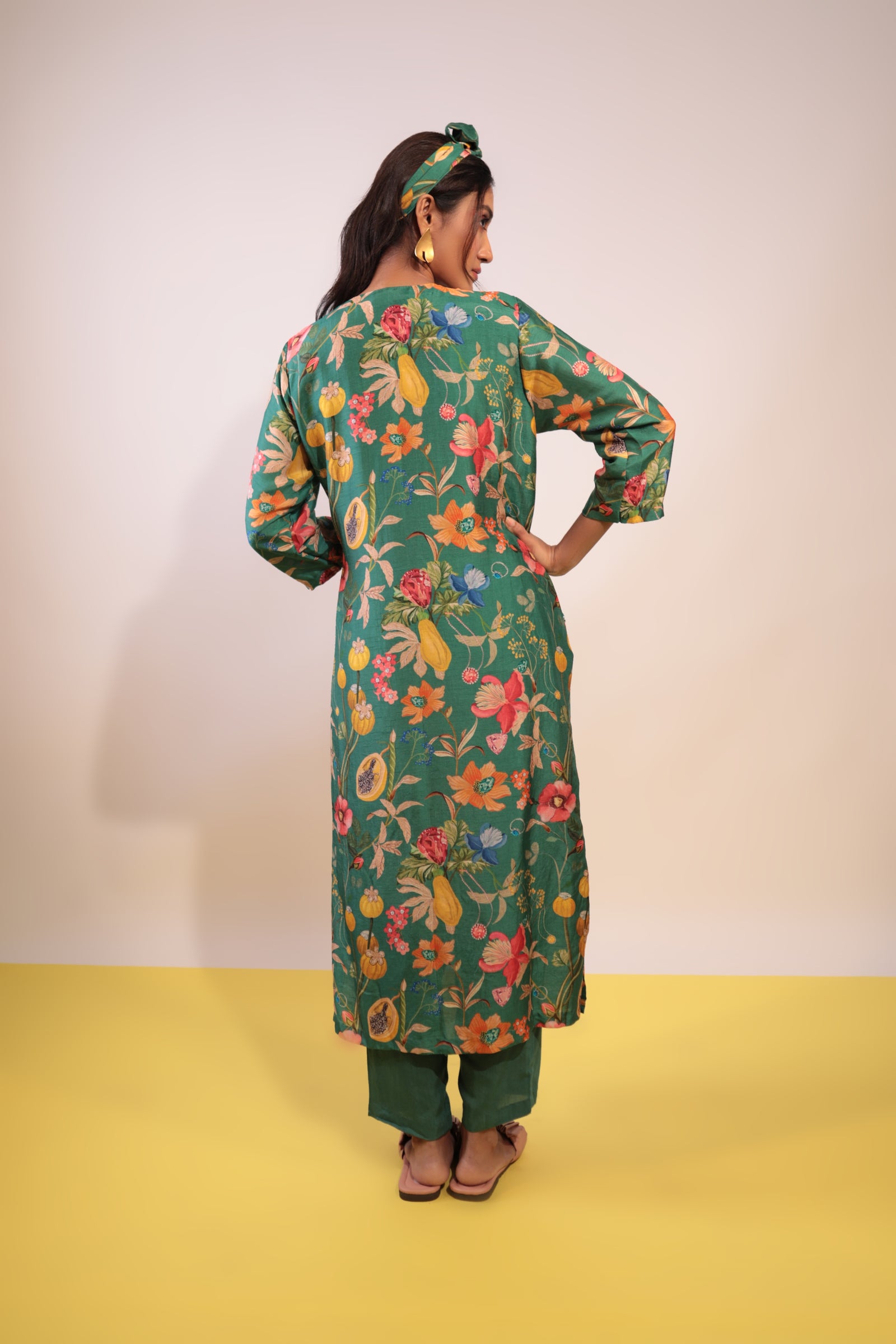 Green floral kurti