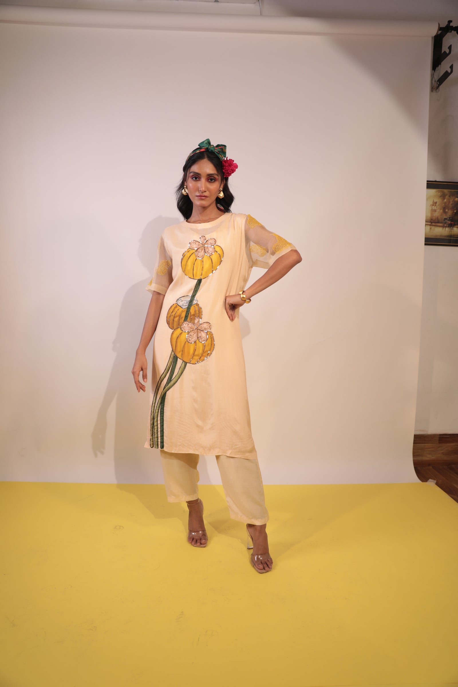 Yellow blossom kurti