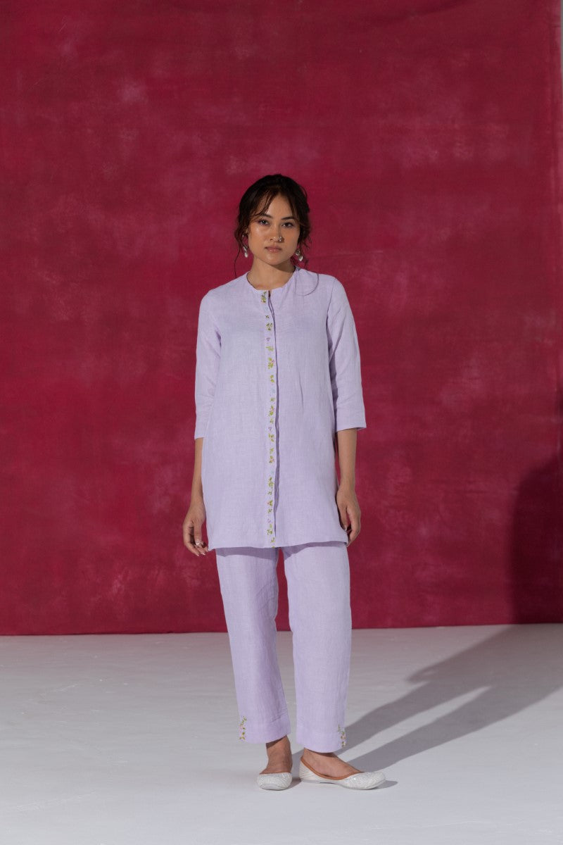 Lilac Linen Fabric Kurta Set Is A Graceful Fusion Of Tradition