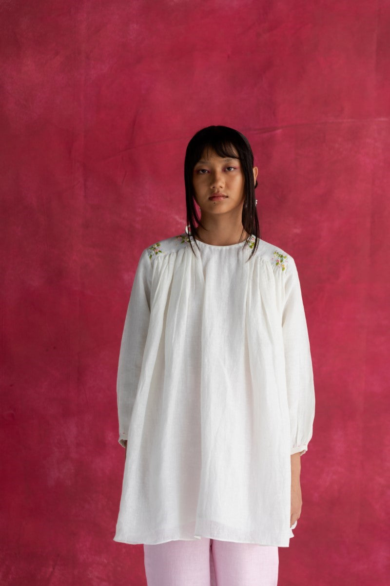 Ivory Linen Fabric Top