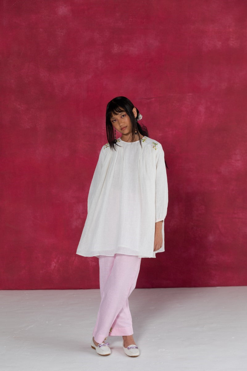 Ivory Linen Fabric Top