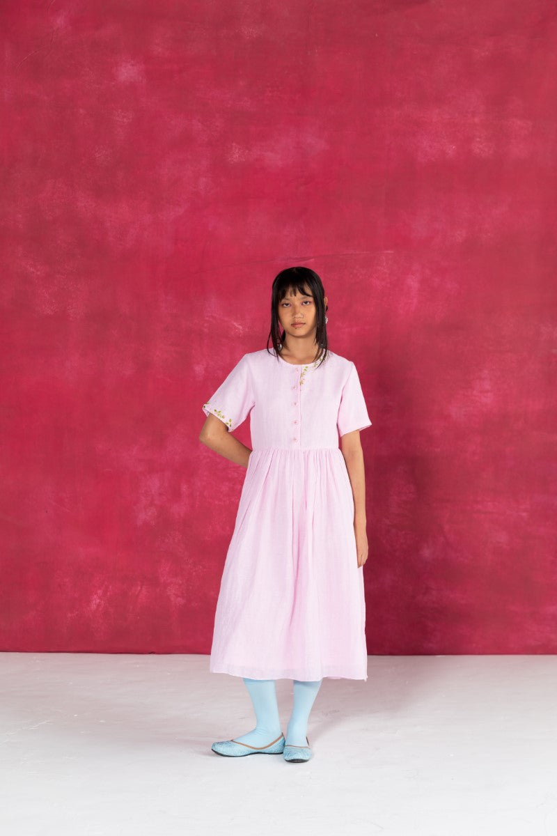 Pastel Pink Calf-Length Dress