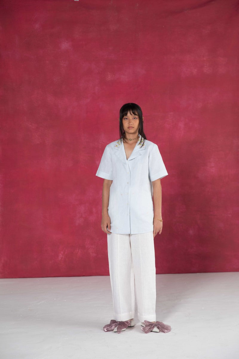 Pastel Blue Linen Shirt