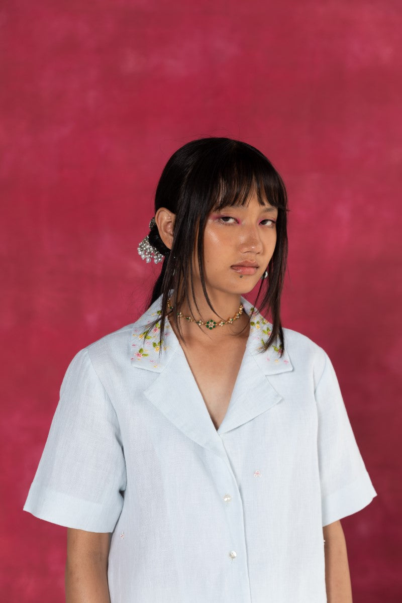 Pastel Blue Linen Shirt