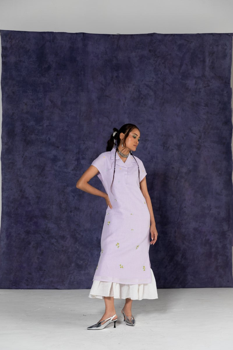 Lilac Calf-Length Dress