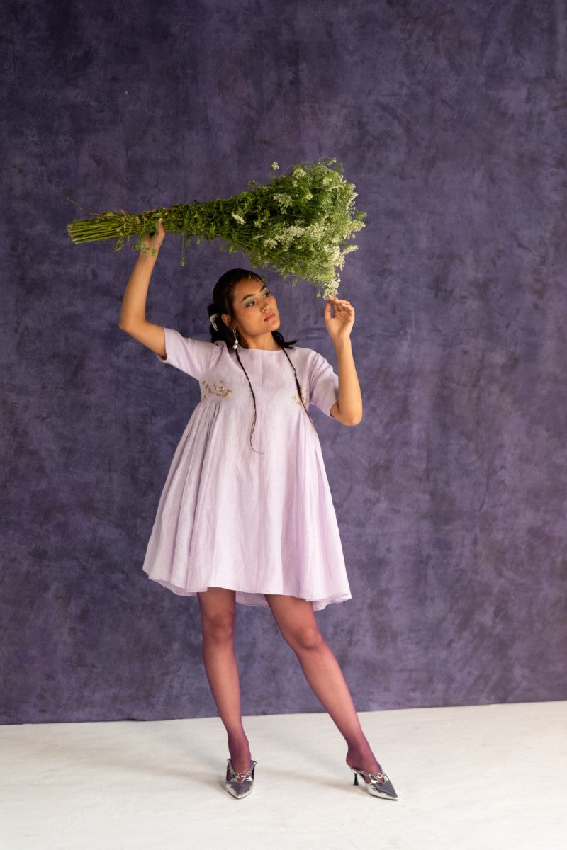 Lilac Linen Fabric Dress
