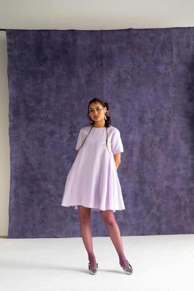 Lilac Linen Fabric Dress