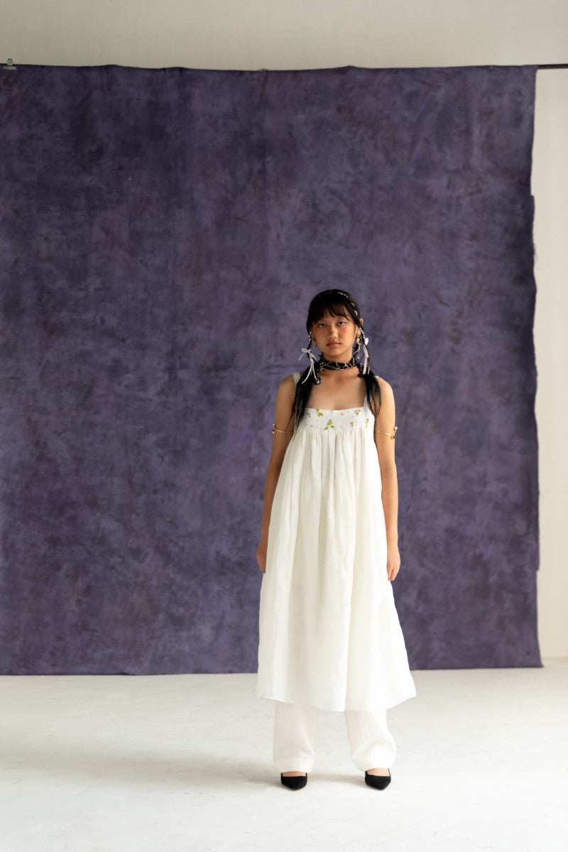 Ivory Calf-Length Strappy Dress