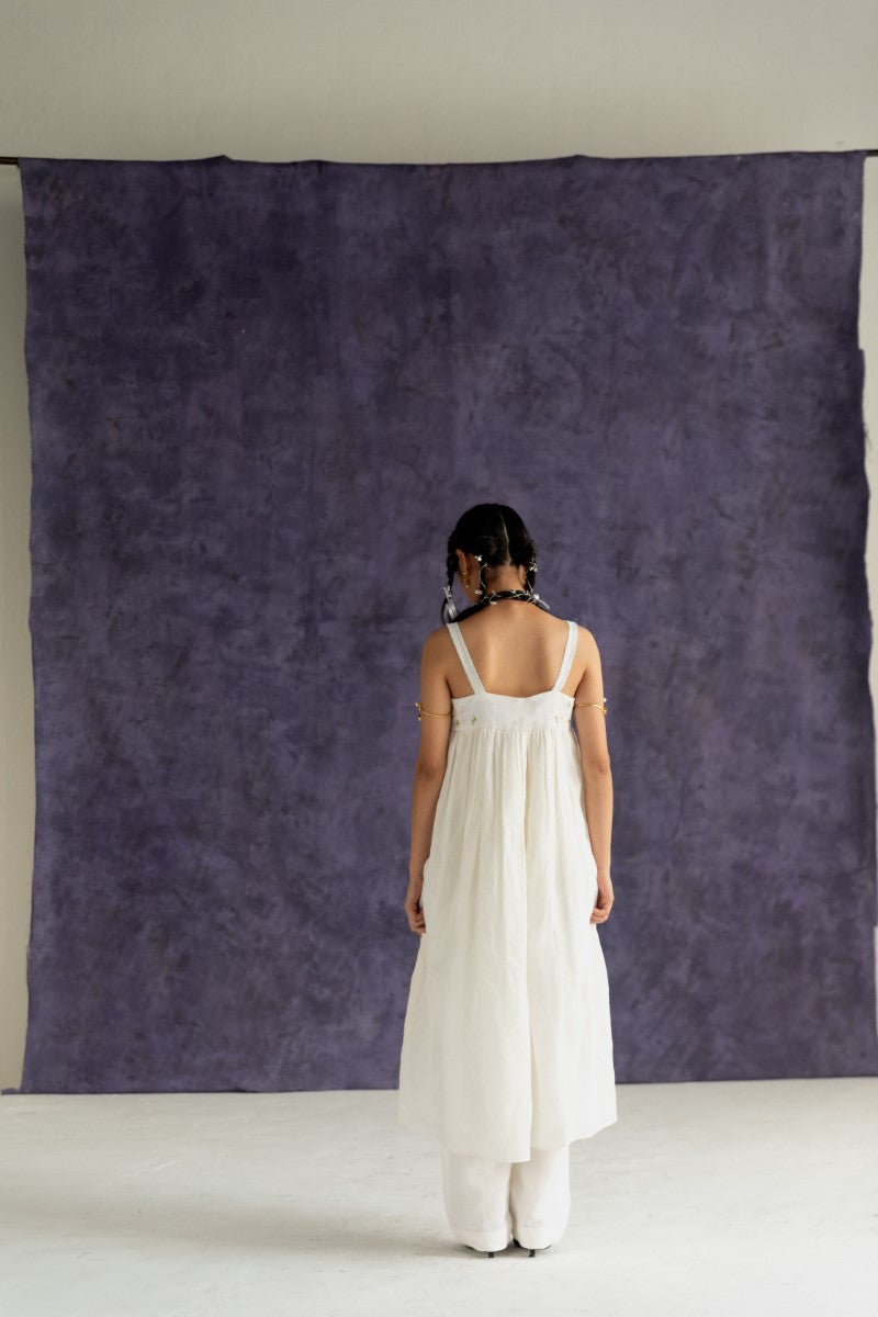 Ivory Calf-Length Strappy Dress