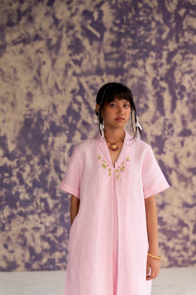 Pastel Pink Linen Dress