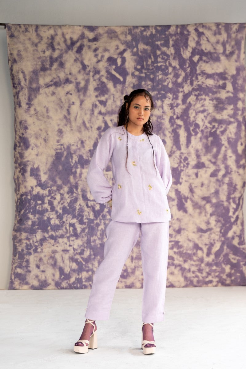 Lilac Top In Breathable Linen Fabric