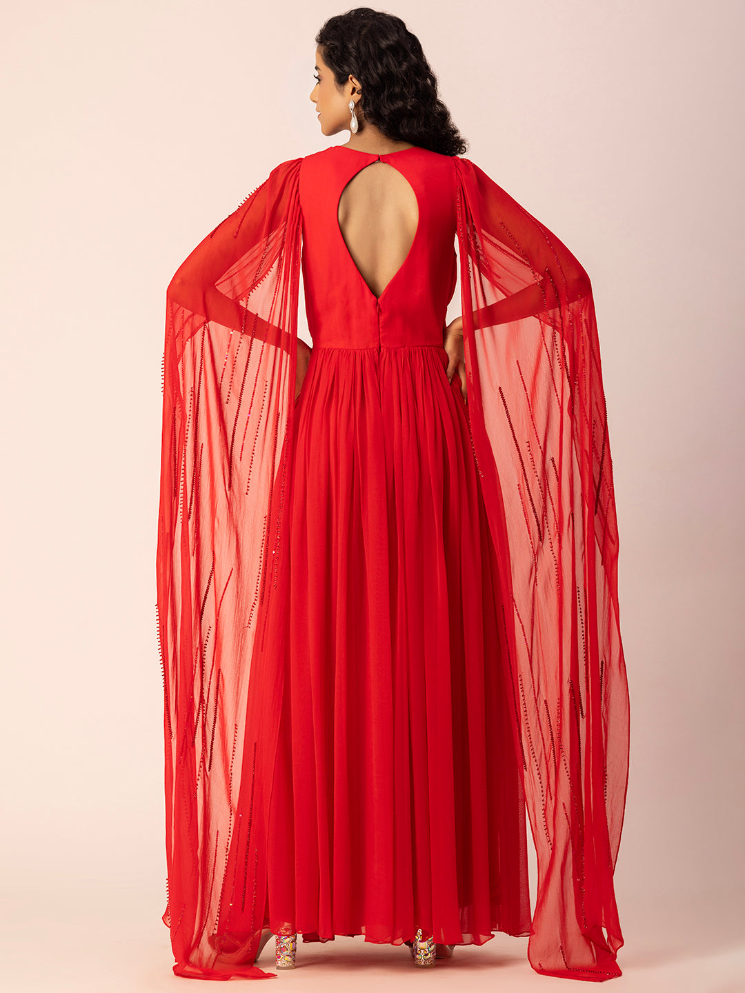 Ewoke Red Cocktail Pleated Gown
