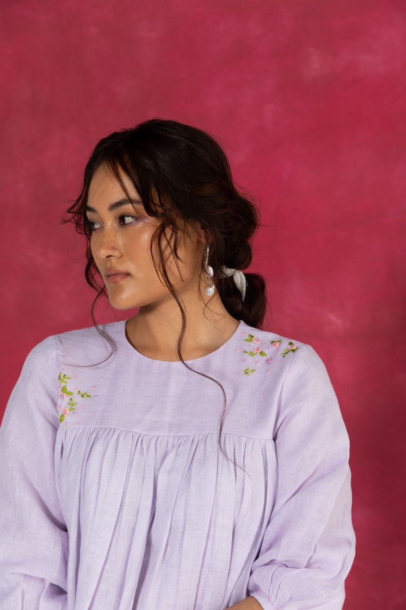 Lilac Knee-Length Dress In Soft