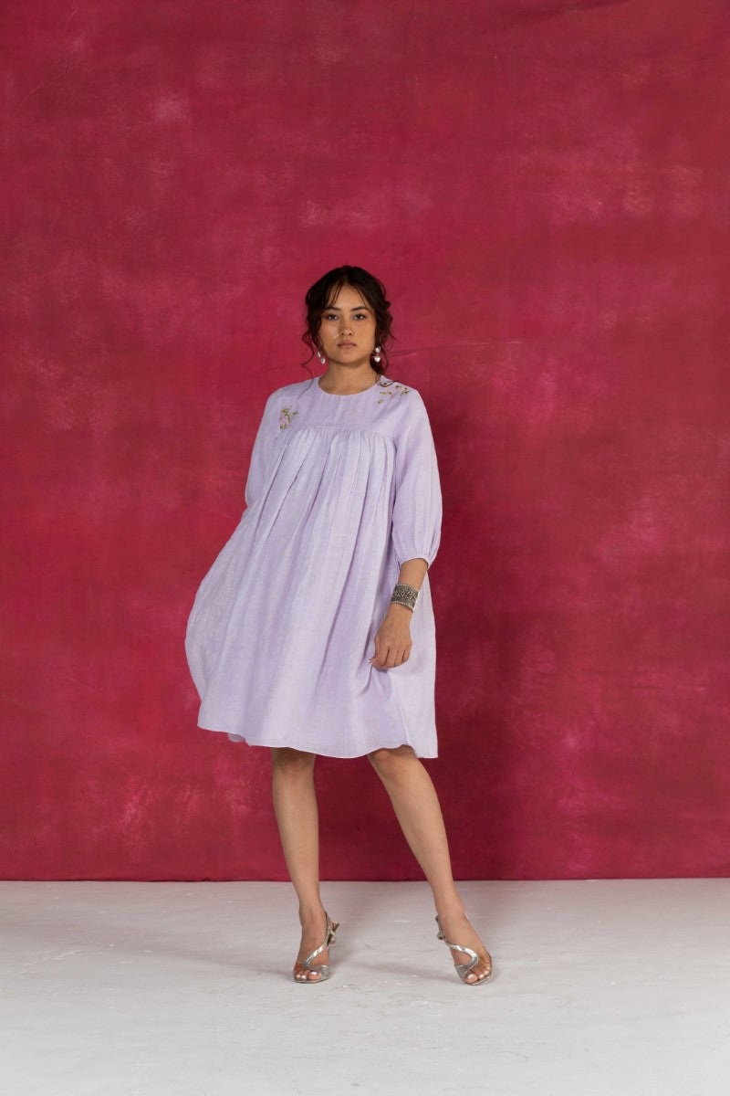 Lilac Knee-Length Dress In Soft