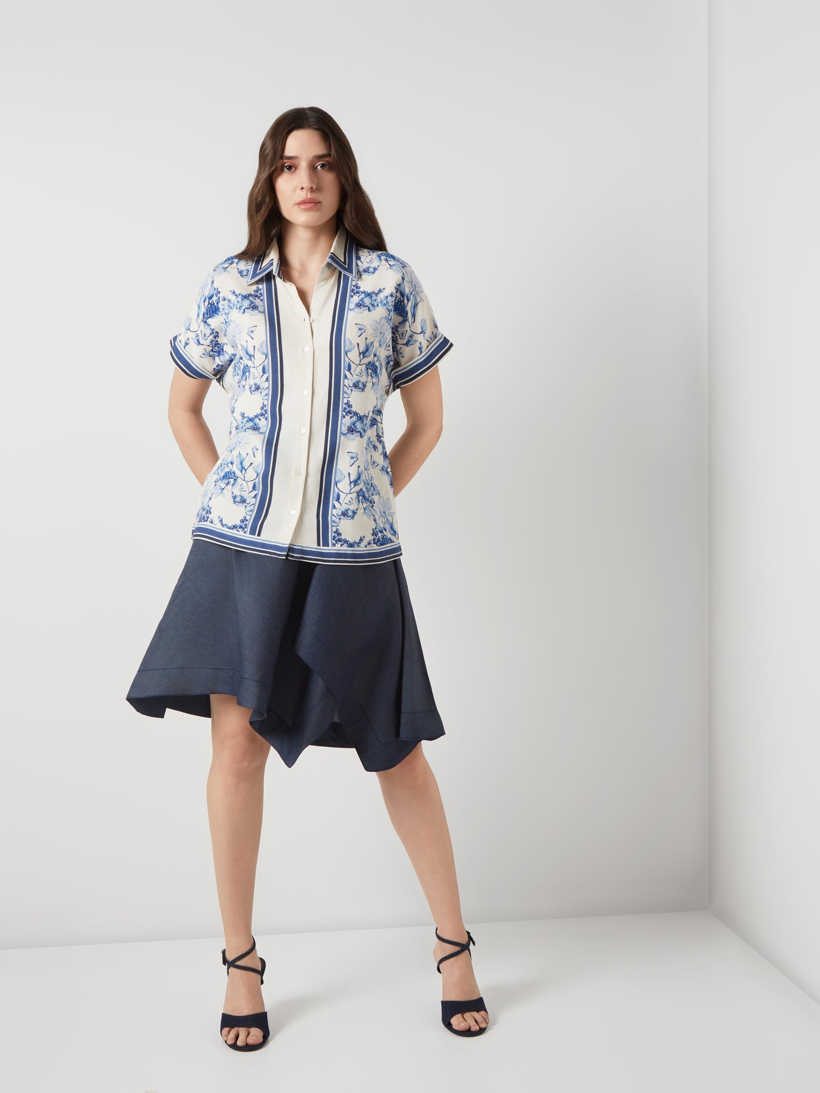 Bleu Cream Drop Shoulder Shirt