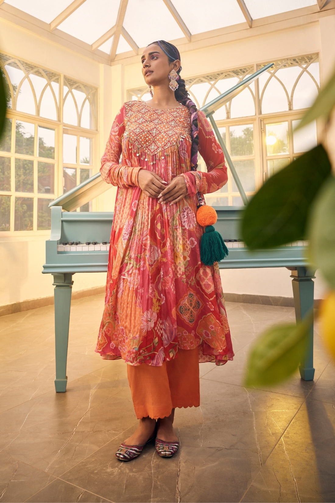 Stunning Red Multi-Print Kurta Set