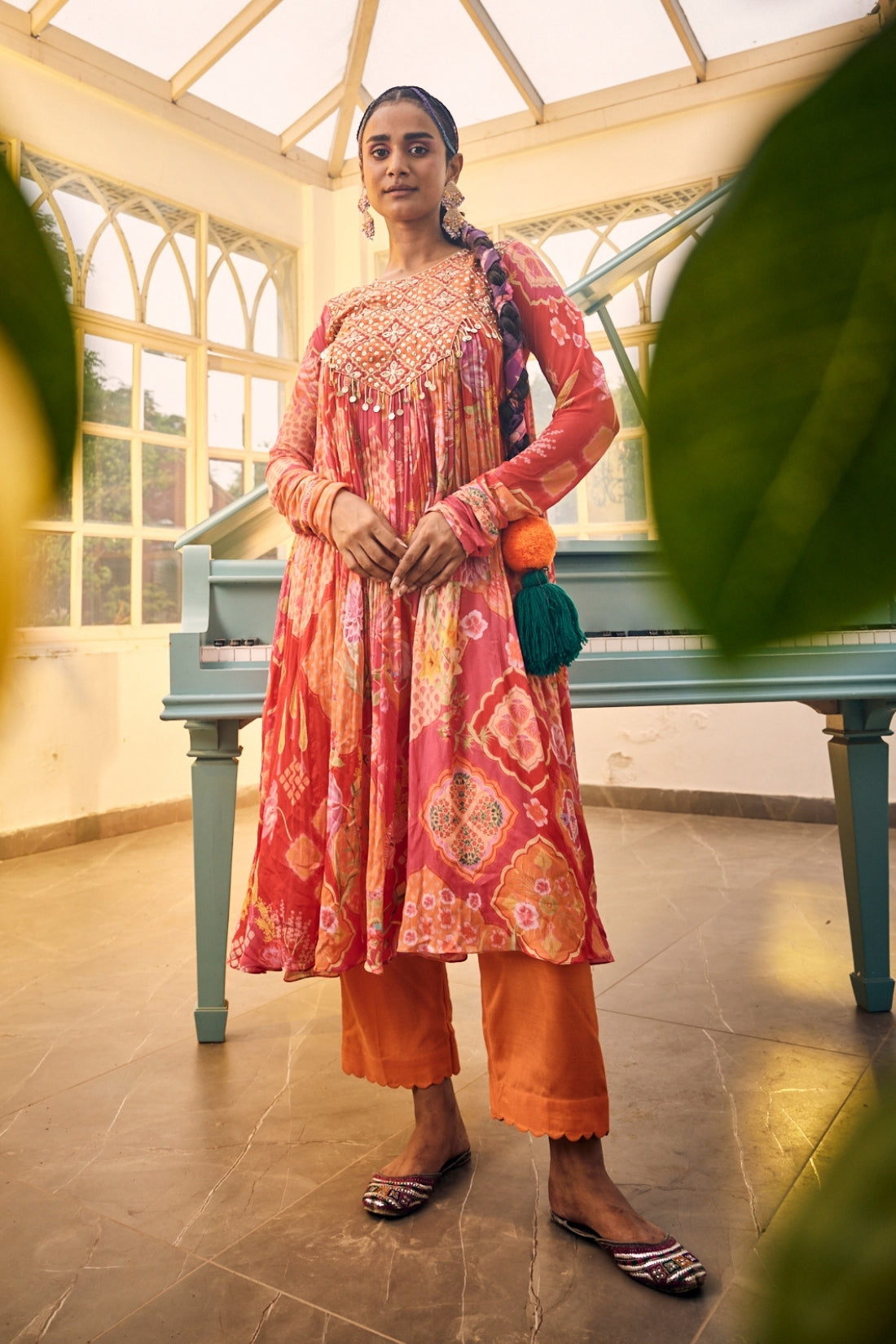 Stunning Red Multi-Print Kurta Set