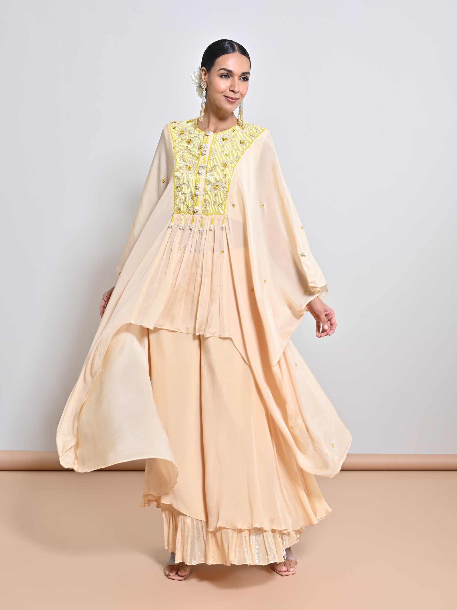A Double Layer Chiffon Crepe Palazzo