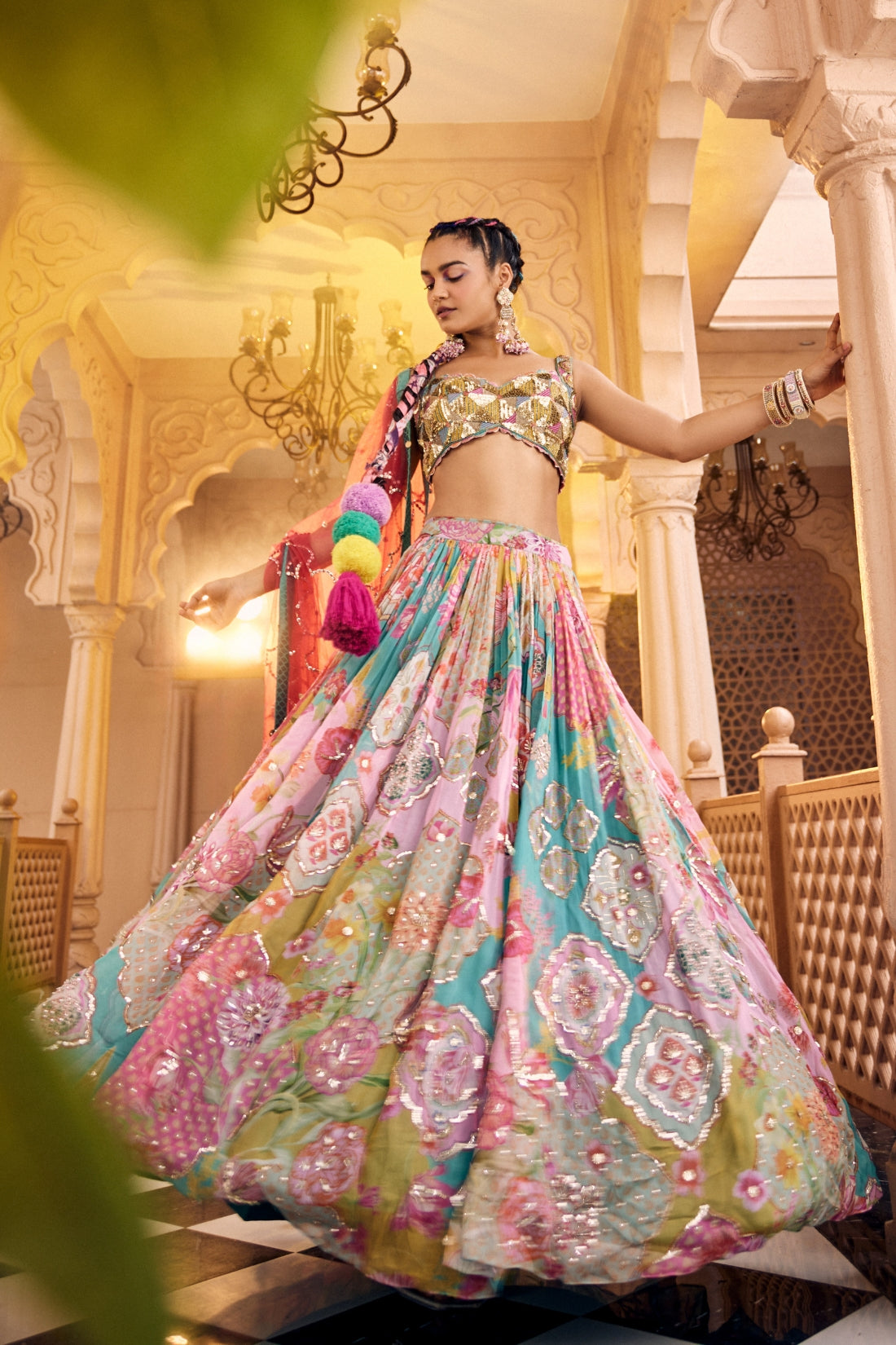 This Ensemble Features A Heavy Embroidered Lehenga