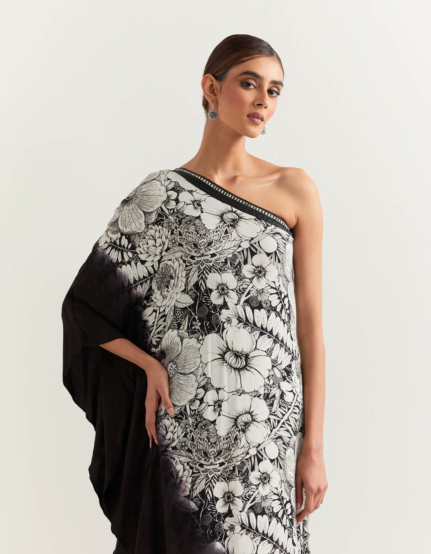 One shoulder printed and tie dye dress