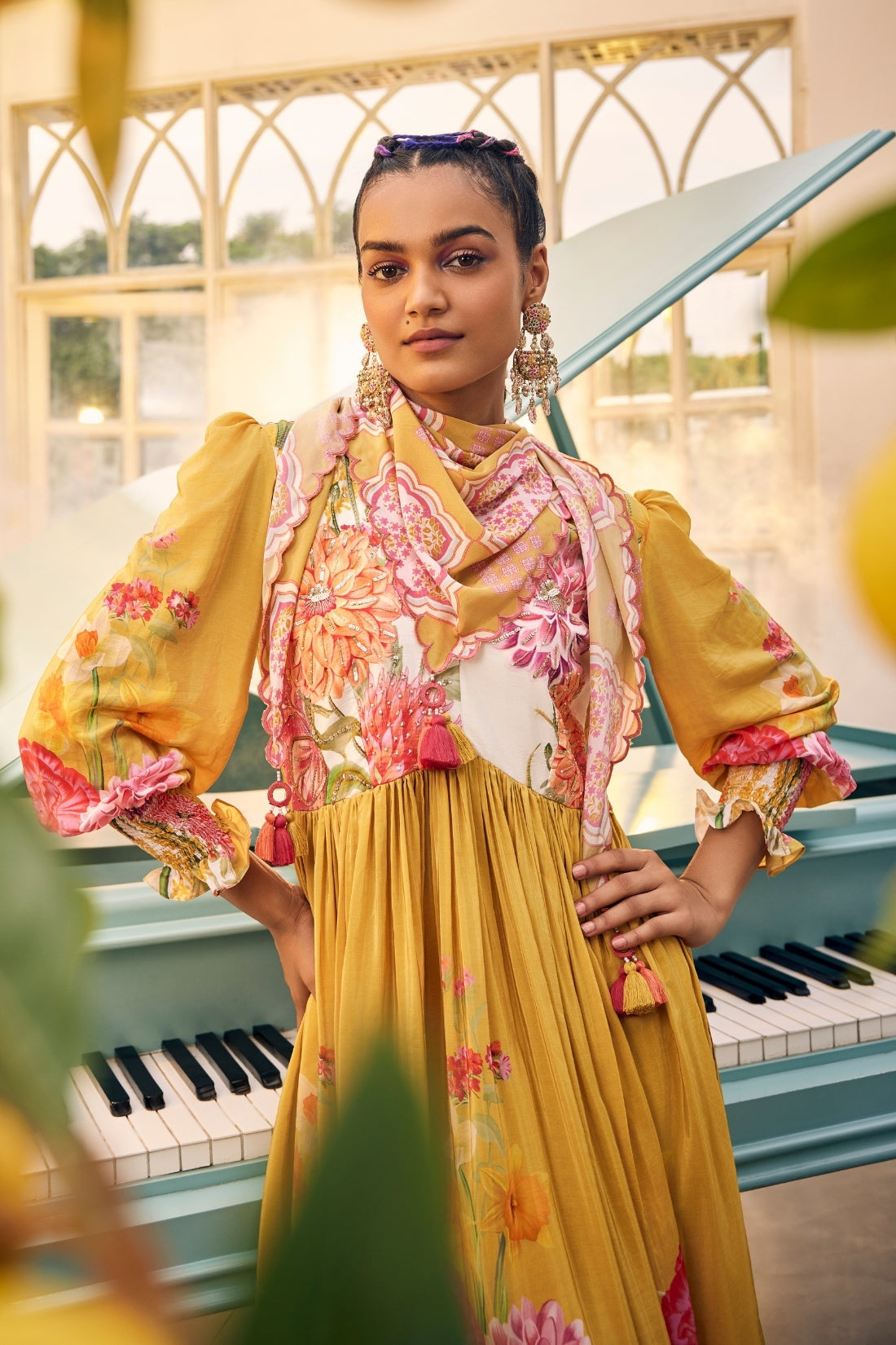 Exquisite Mustard Daman Printed Kurta Set