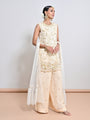 An Embroidered Motif Flare Silk Organza Palazzo & A Net Dupatta