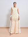 An Embroidered Motif Flare Silk Organza Palazzo & A Net Dupatta