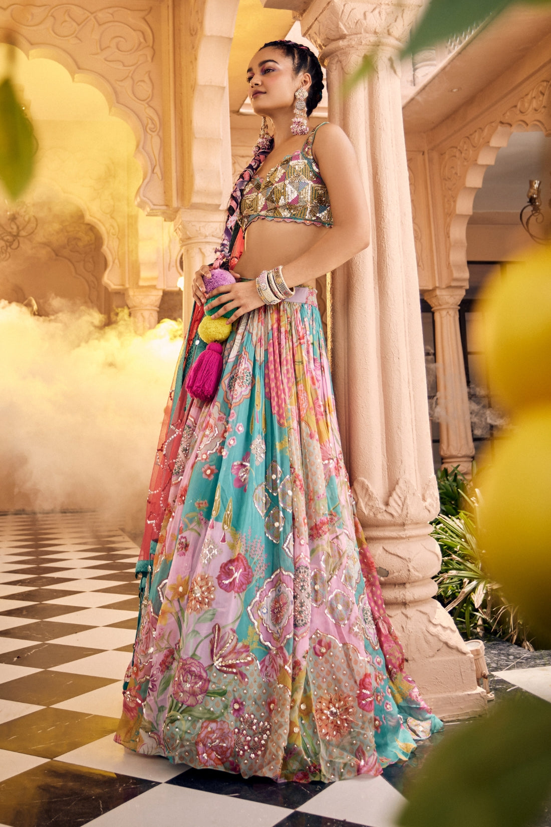 This Ensemble Features A Heavy Embroidered Lehenga