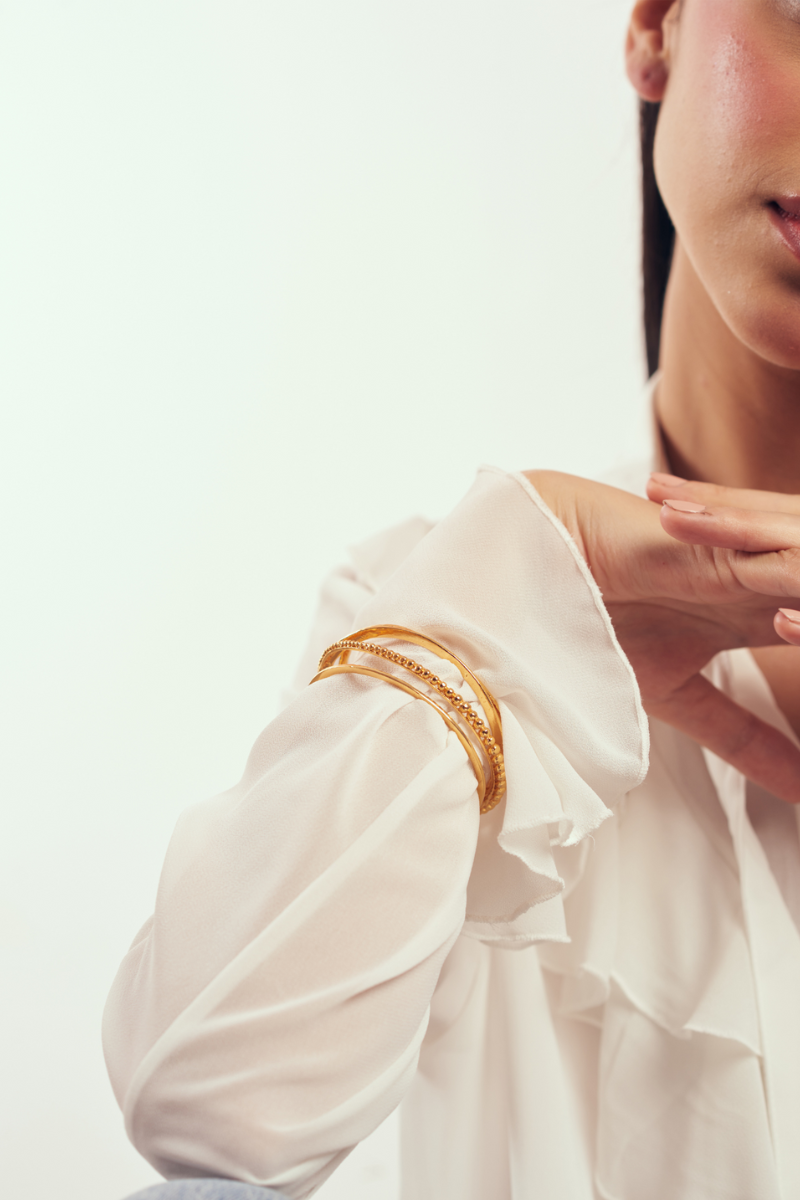 22kt gold plated handcrafted layered bangle