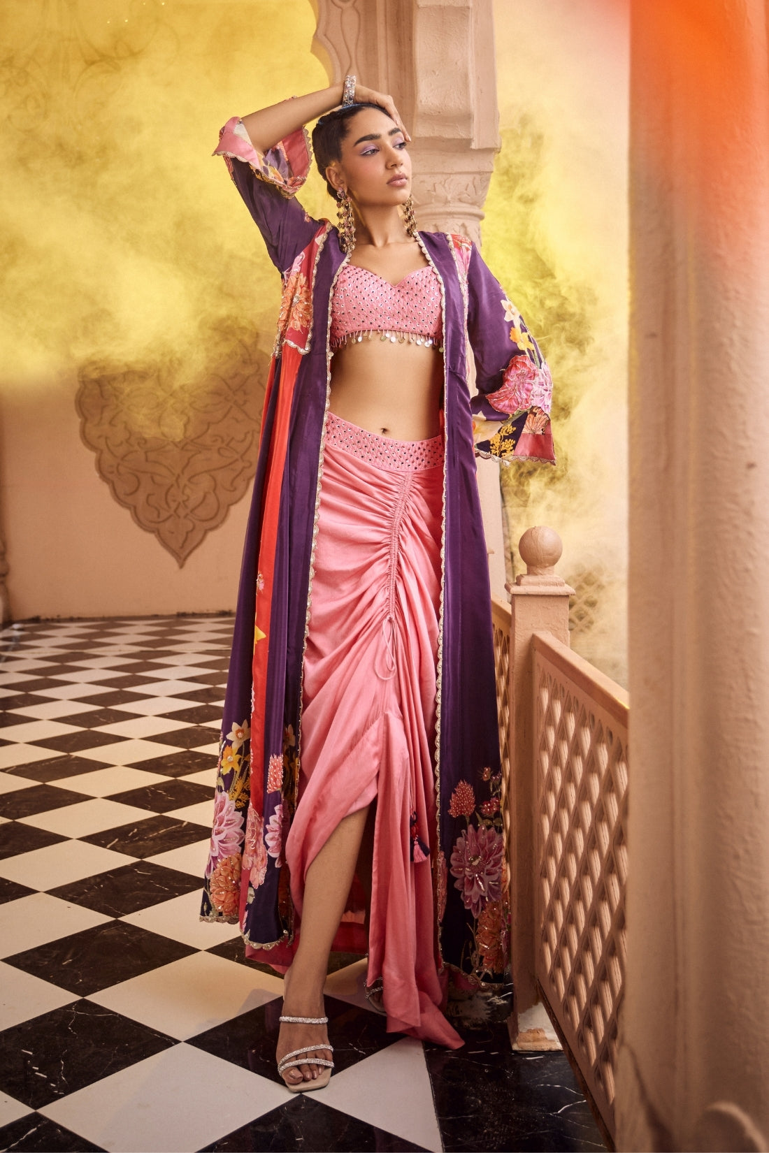 Purple Choga Jacket Set