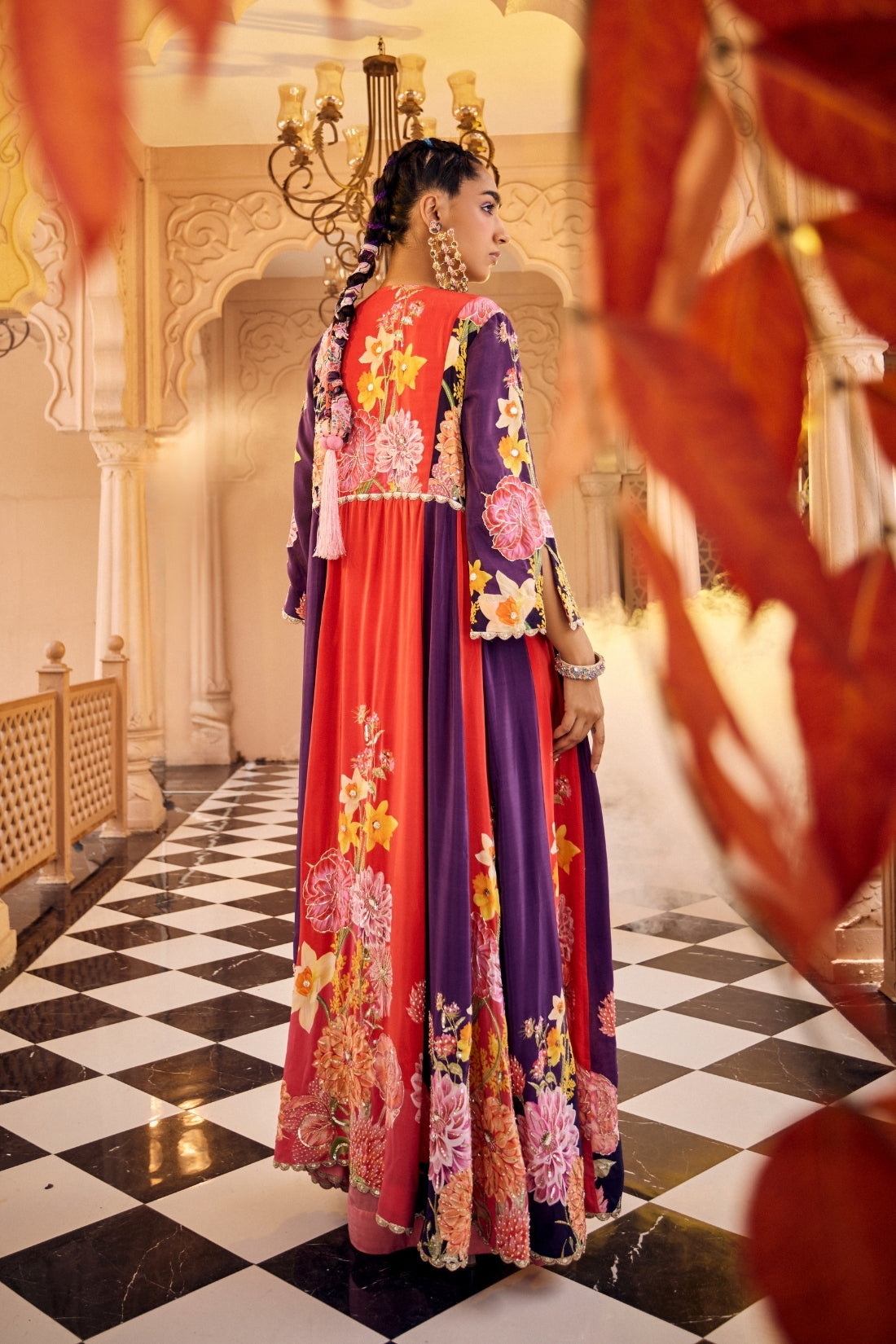 Purple Choga Jacket Set