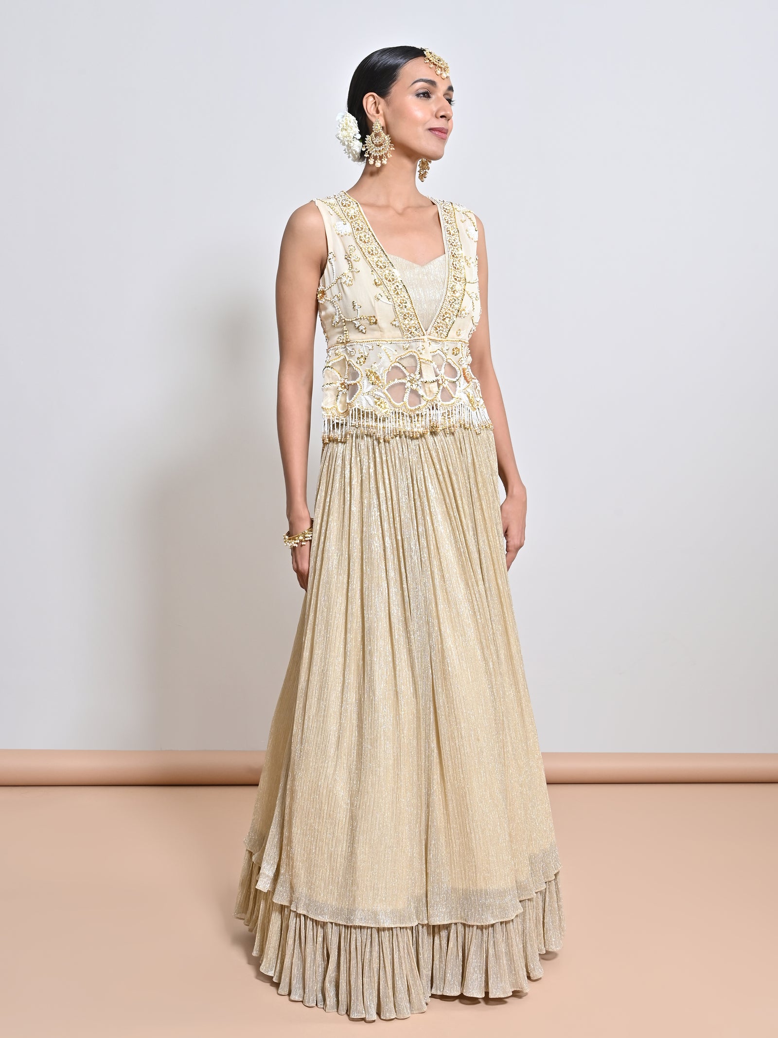 A Double Layer Shimmer Chiffon Skirt