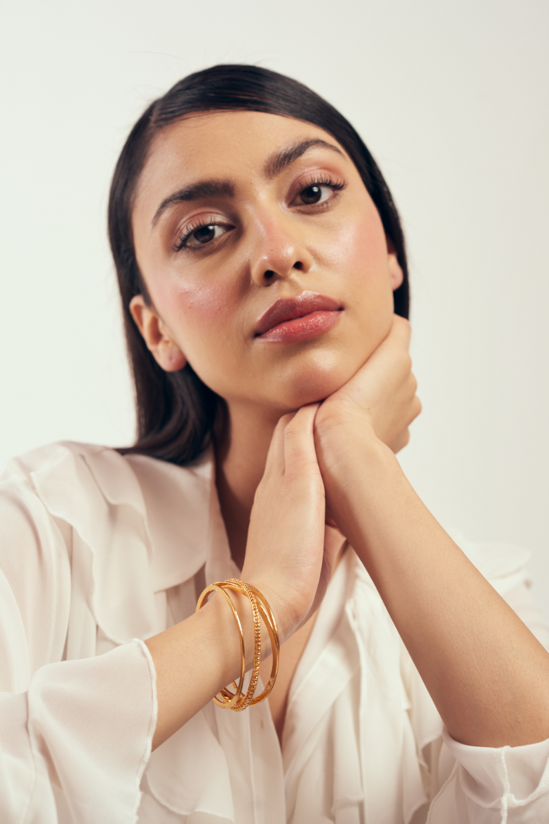 22kt gold plated handcrafted layered bangle