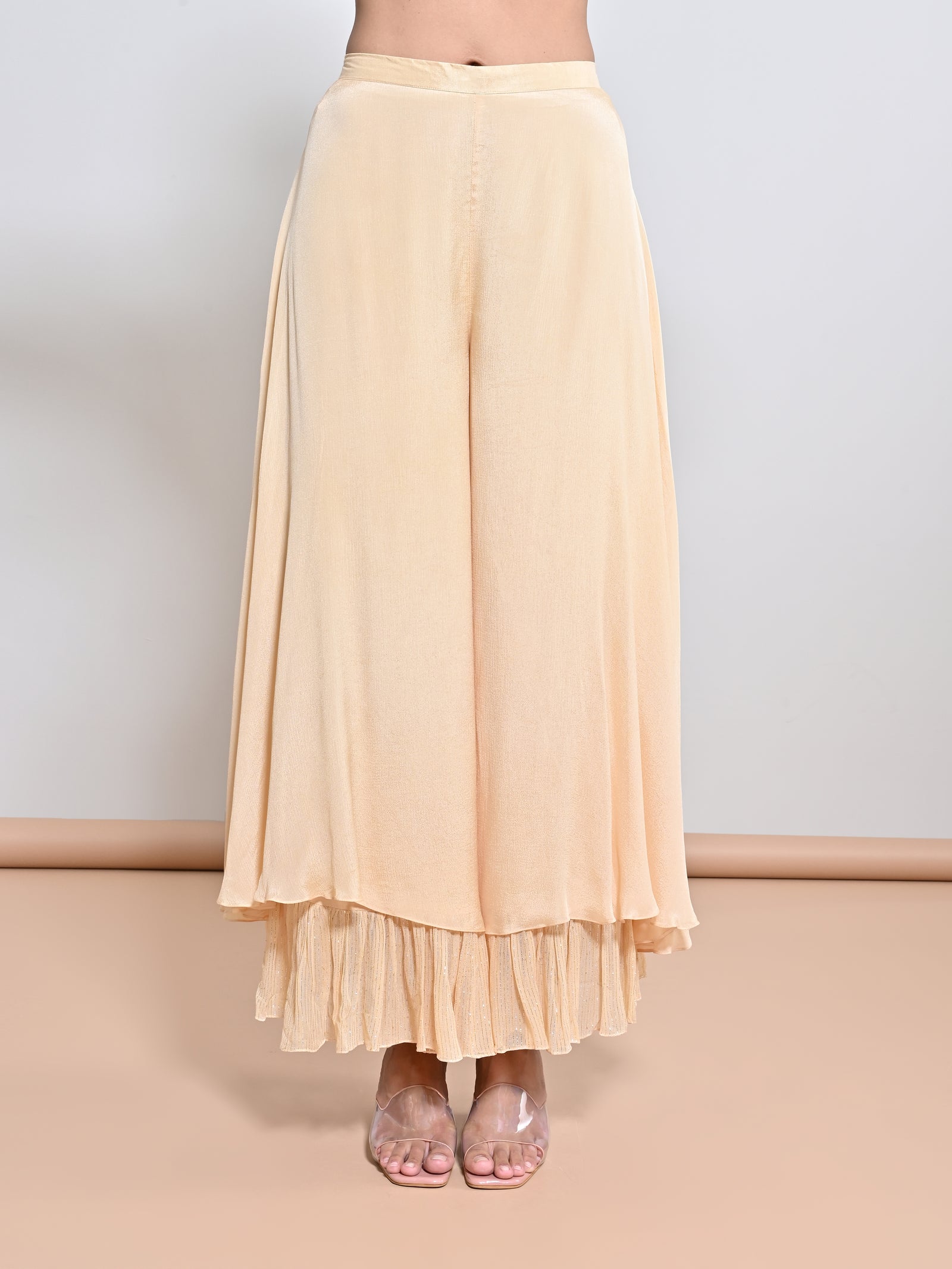 A Double Layer Chiffon Crepe Palazzo